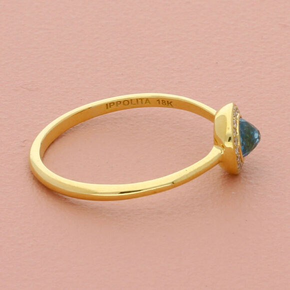 Ippolita 18k yellow gold lollipop blue topaz & diamond halo ring size 7.5 - Picture 3 of 4